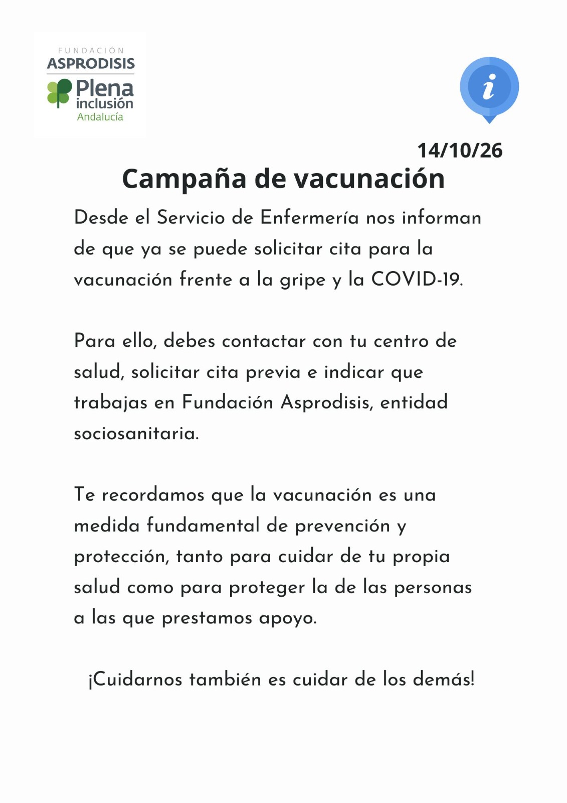 Nota informativa: Campaña de vacunación frente a la gripe y la COVID-19